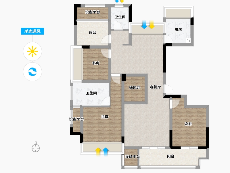 浙江省-绍兴市-元垄城-103.81-户型库-采光通风