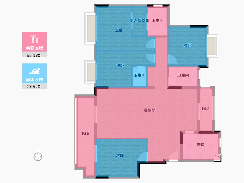 江苏省-镇江市-中南香漫园-129.76-户型库-动静分区