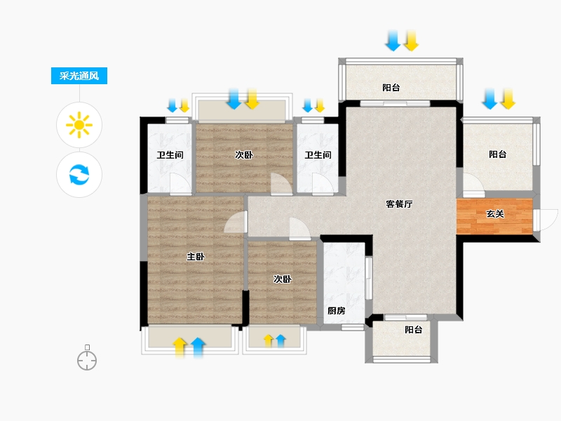 广东省-佛山市-敏捷三和府-95.18-户型库-采光通风