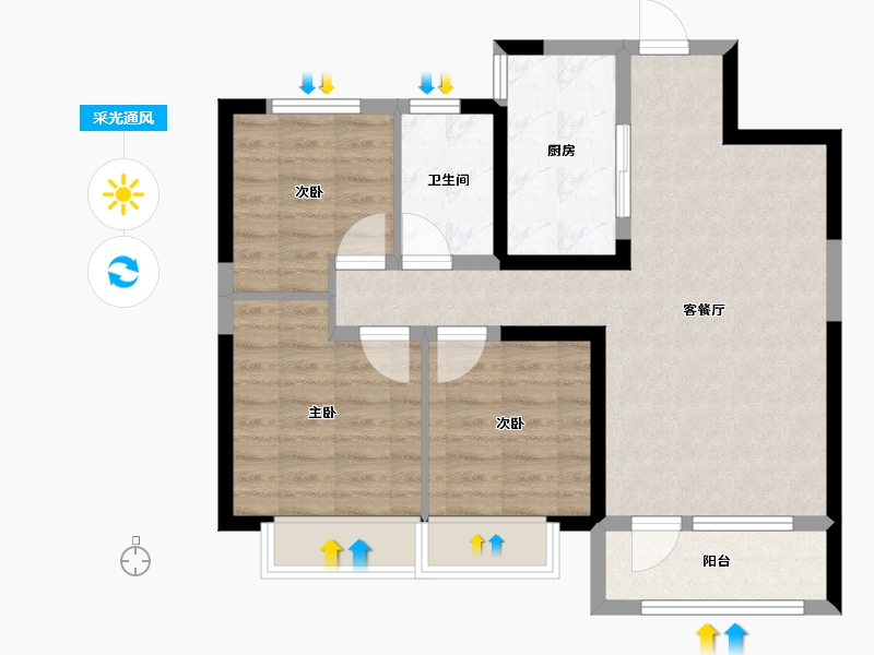 吉林省-长春市-大众理想城市-74.95-户型库-采光通风