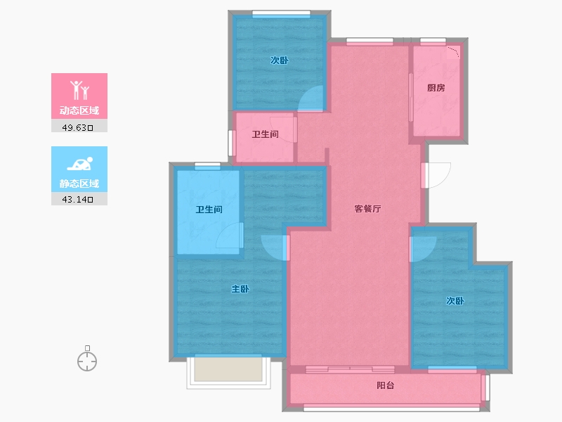 河北省-张家口市-绿城・燕语桃源-82.63-户型库-动静分区