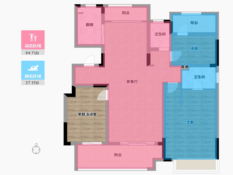 安徽省-滁州市-中丞 明湖原著-101.60-户型库-动静分区