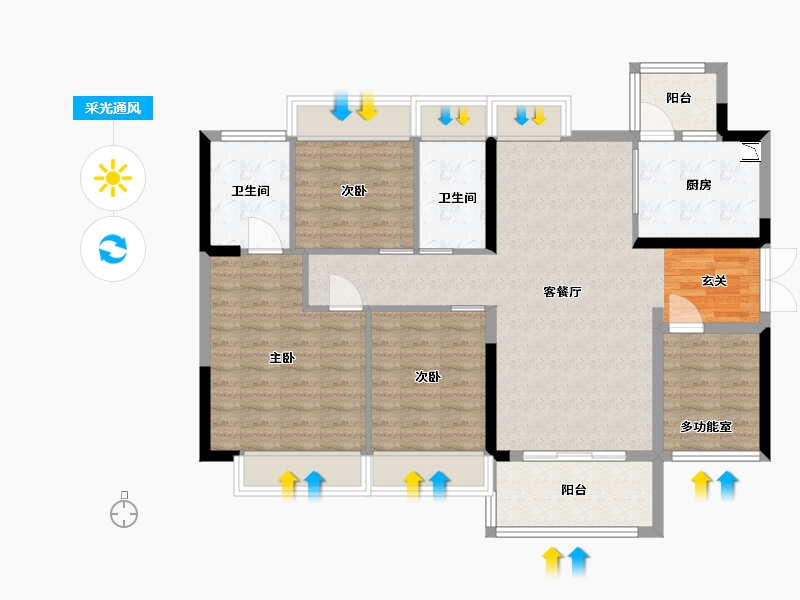 广东省-佛山市-越秀星汇瀚府-102.40-户型库-采光通风