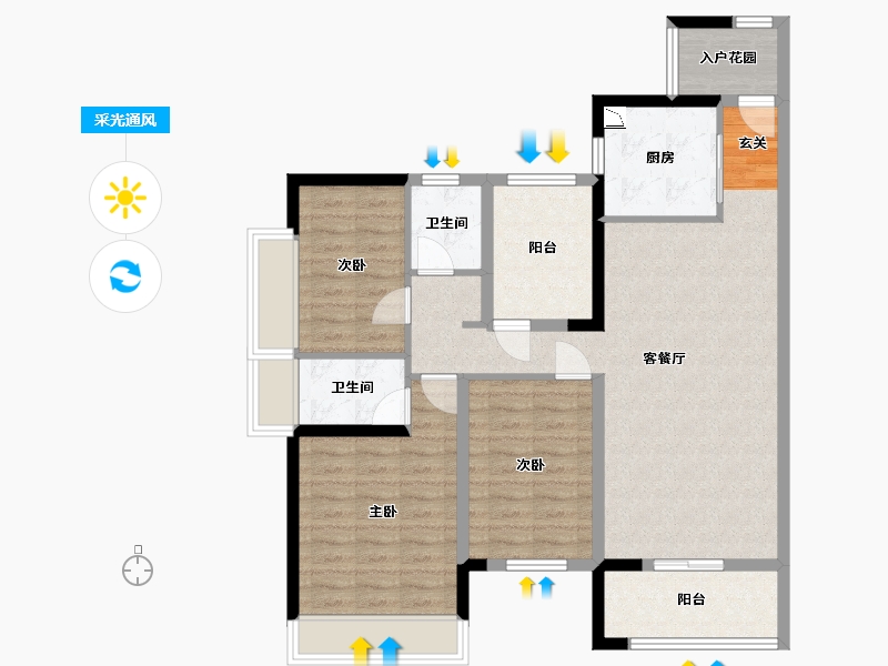 广东省-佛山市-新城�Z城-97.40-户型库-采光通风