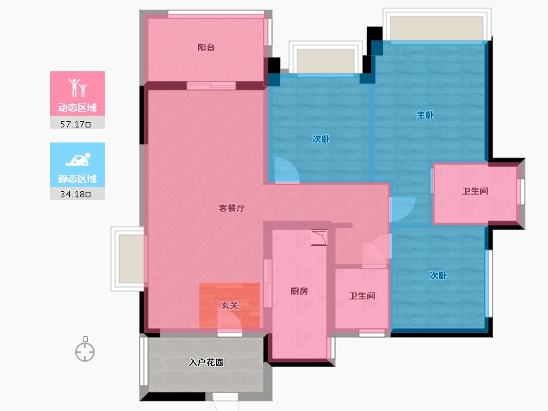 广东省-佛山市-保利和悦滨江-87.00-户型库-动静分区