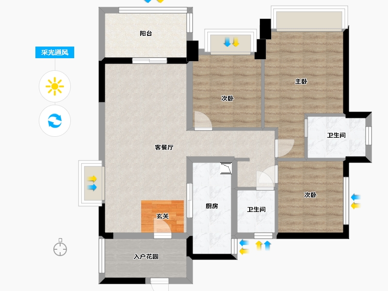 广东省-佛山市-保利和悦滨江-87.00-户型库-采光通风