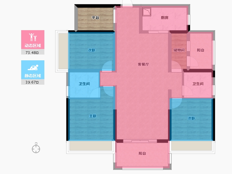 广西壮族自治区-贵港市-鑫炎・桃花源-105.06-户型库-动静分区