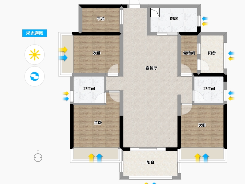 广西壮族自治区-贵港市-鑫炎・桃花源-105.06-户型库-采光通风