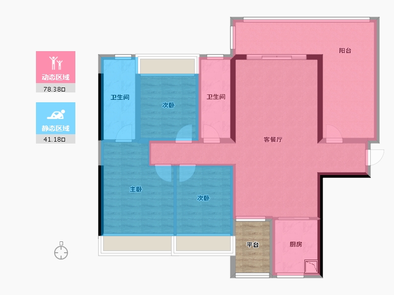 广西壮族自治区-贵港市-鑫炎・桃花源-110.72-户型库-动静分区