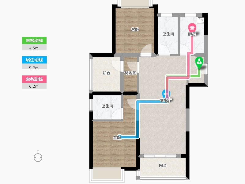 广东省-江门市-中梁旭辉壹号院-70.31-户型库-动静线