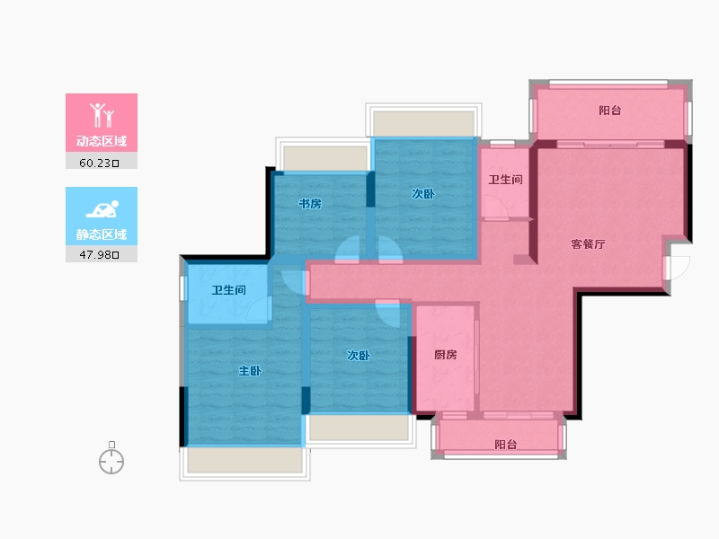 广西壮族自治区-贵港市-奥园顾荣幸福里-95.19-户型库-动静分区