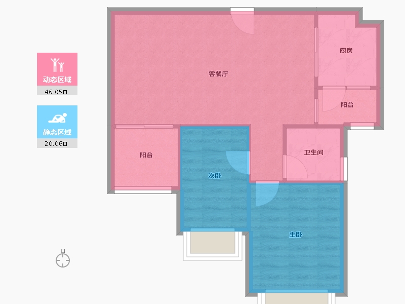 广东省-深圳市-南海玫瑰花园-60.07-户型库-动静分区