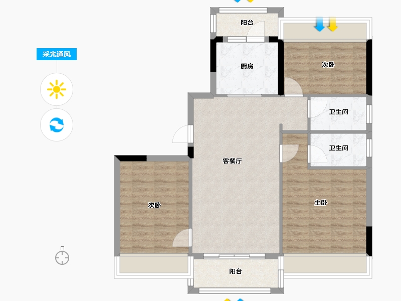 贵州省-贵阳市-西南上城-86.16-户型库-采光通风