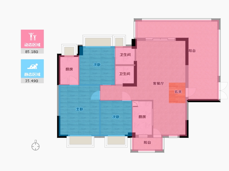 河南省-平顶山市-华讯大宅-109.05-户型库-动静分区