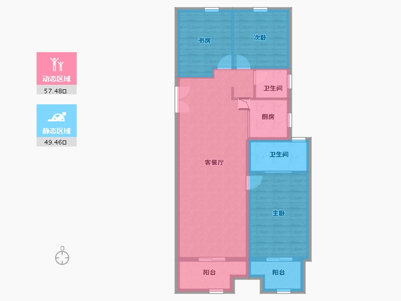 河南省-郑州市-正弘青云筑-96.54-户型库-动静分区