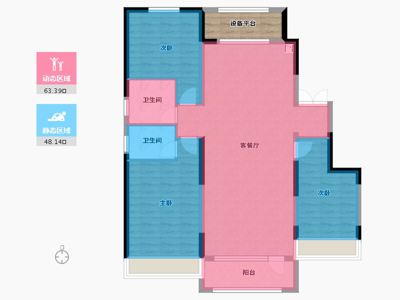 黑龙江省-哈尔滨市-哈西骏赫城-105.32-户型库-动静分区