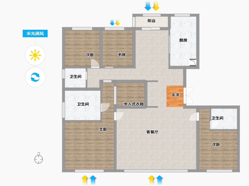 河北省-石家庄市-长安金茂府-164.79-户型库-采光通风