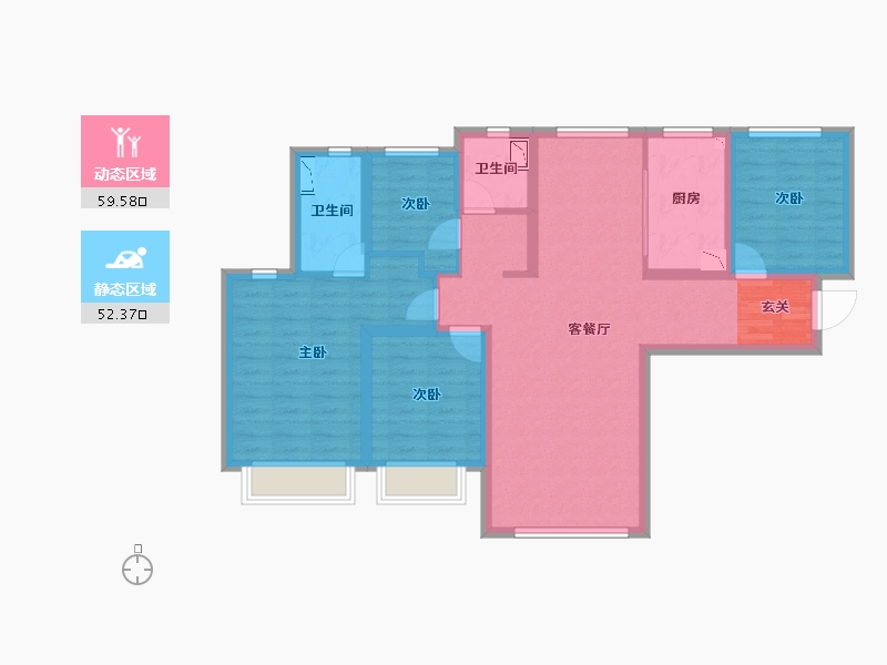 甘肃省-兰州市-万科璞悦臻园-98.62-户型库-动静分区