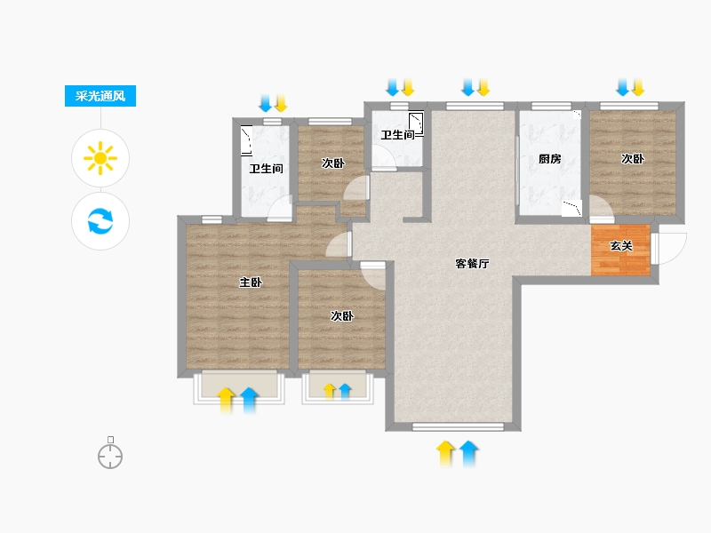 甘肃省-兰州市-万科璞悦臻园-98.62-户型库-采光通风