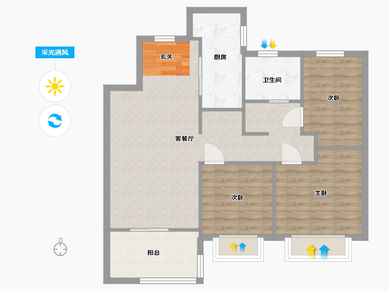 青海省-西宁市-融创东方宸院-80.00-户型库-采光通风