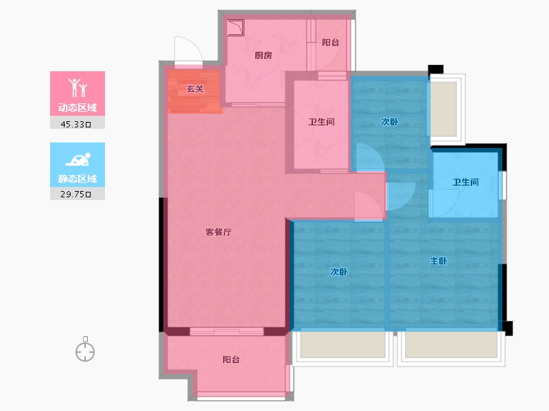 四川省-成都市-越秀亲爱里-66.45-户型库-动静分区