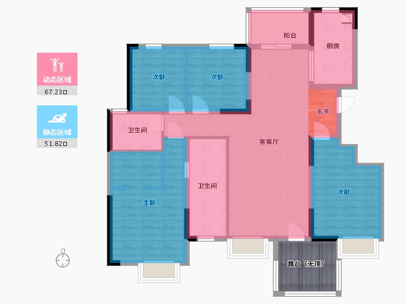 陕西省-西安市-里城柳岸十里-112.80-户型库-动静分区