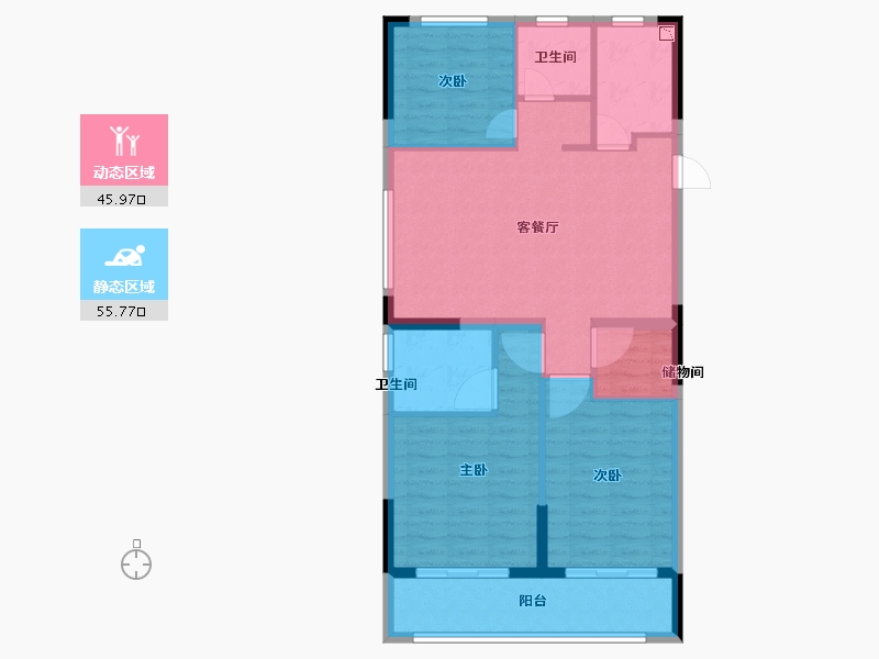 浙江省-金华市-望辰府-91.99-户型库-动静分区