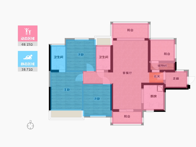 广东省-惠州市-碧桂园太东天熹-94.21-户型库-动静分区