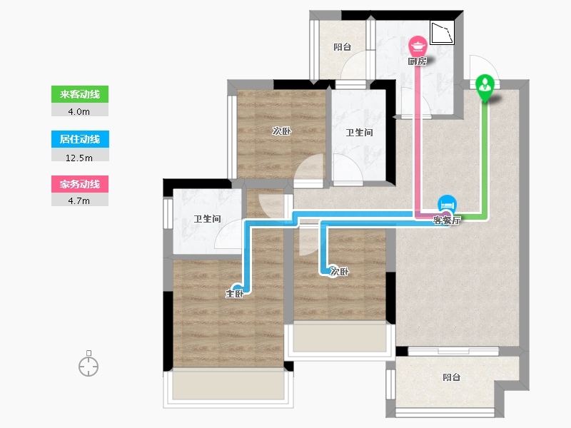 广西壮族自治区-桂林市-桂林融创九棠府-63.88-户型库-动静线