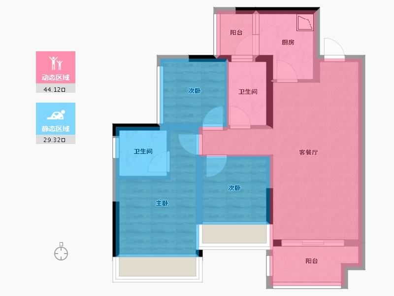 广西壮族自治区-桂林市-桂林融创九棠府-63.88-户型库-动静分区