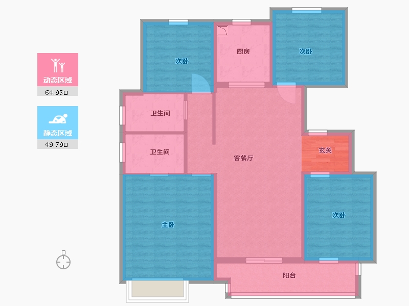 江苏省-扬州市-中海华樾-102.40-户型库-动静分区