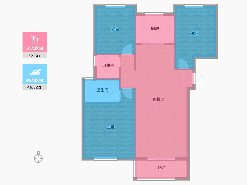 湖北省-荆门市-御水金都-90.55-户型库-动静分区