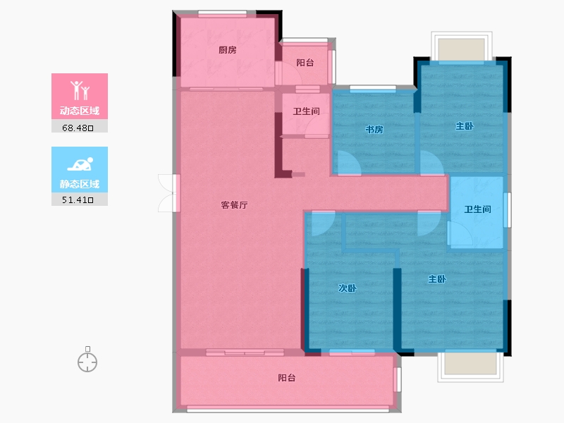 贵州省-贵阳市-西派・澜岸-108.26-户型库-动静分区