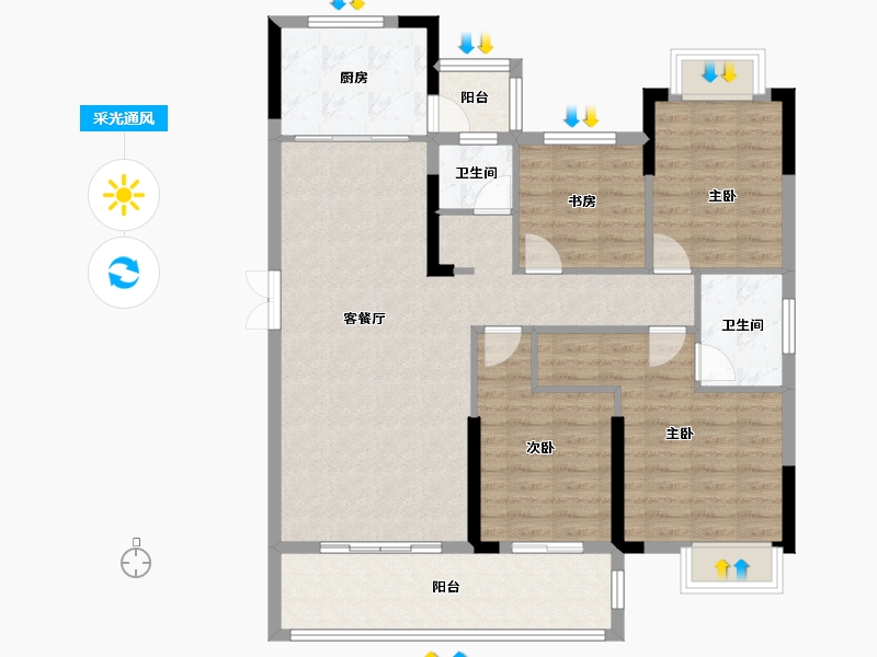 贵州省-贵阳市-西派・澜岸-108.26-户型库-采光通风