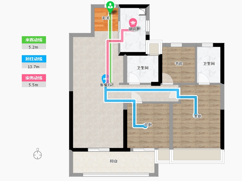 江苏省-扬州市-美的禹洲国宾府-86.41-户型库-动静线