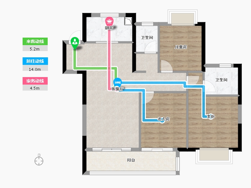 湖北省-武汉市-光谷绿地国际理想城-85.78-户型库-动静线