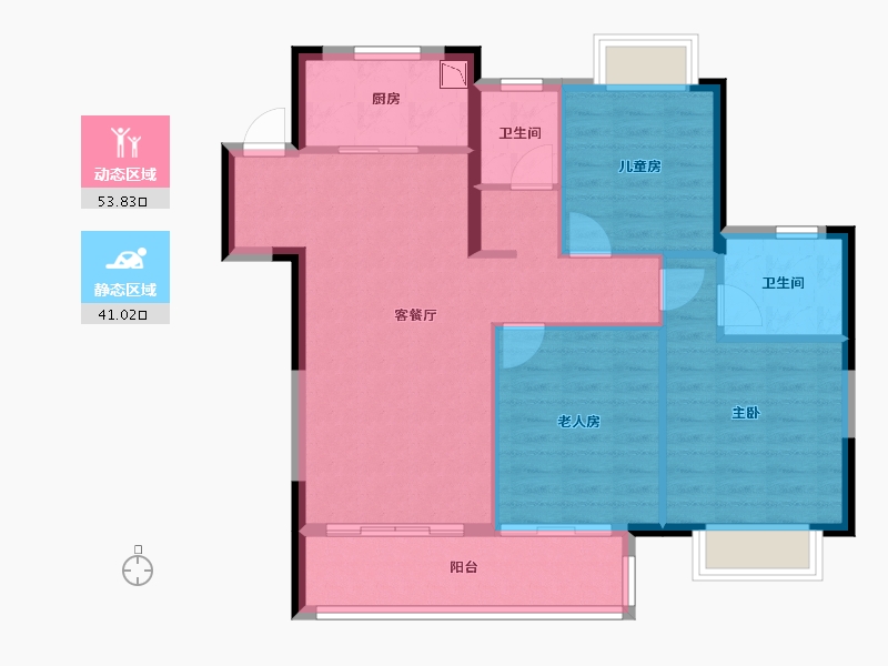 湖北省-武汉市-光谷绿地国际理想城-85.78-户型库-动静分区