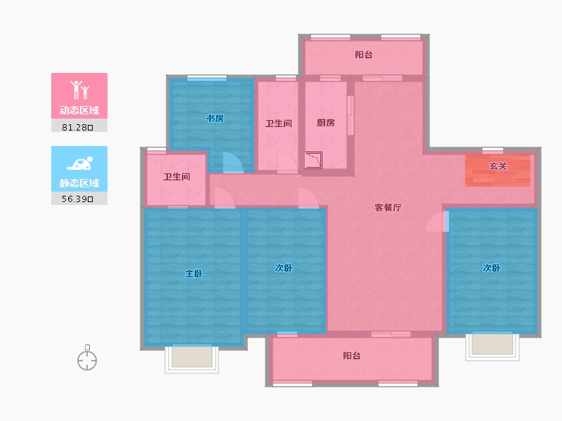 江苏省-扬州市-艺树院-122.40-户型库-动静分区