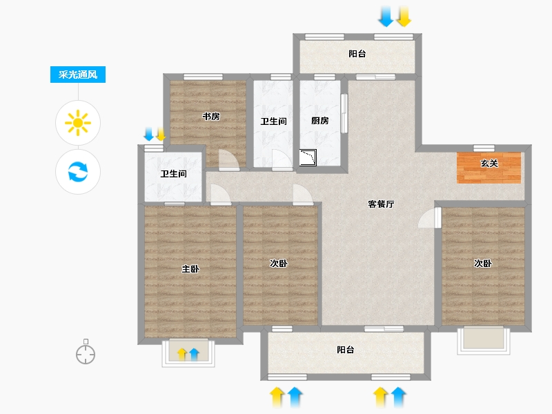 江苏省-扬州市-艺树院-122.40-户型库-采光通风