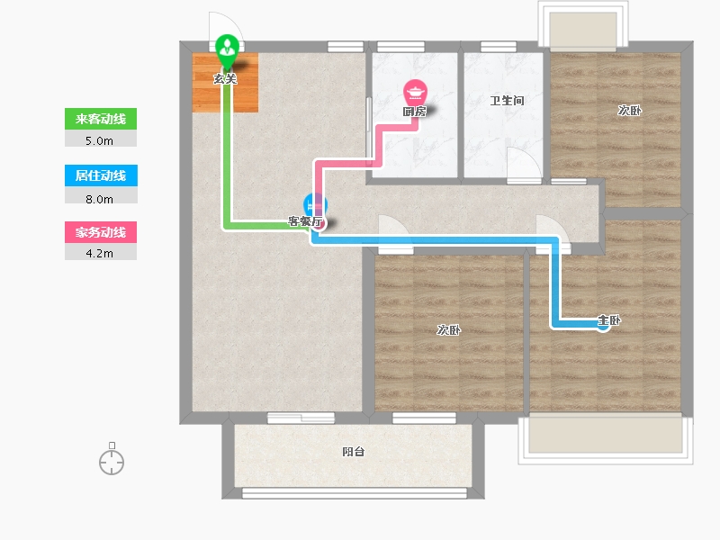 江苏省-扬州市-中海左岸-80.00-户型库-动静线