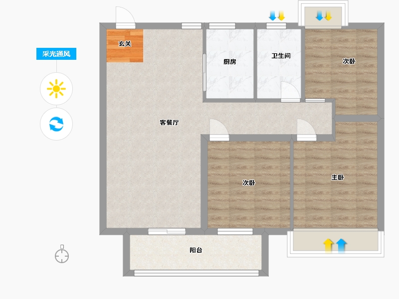 江苏省-扬州市-中海左岸-80.00-户型库-采光通风