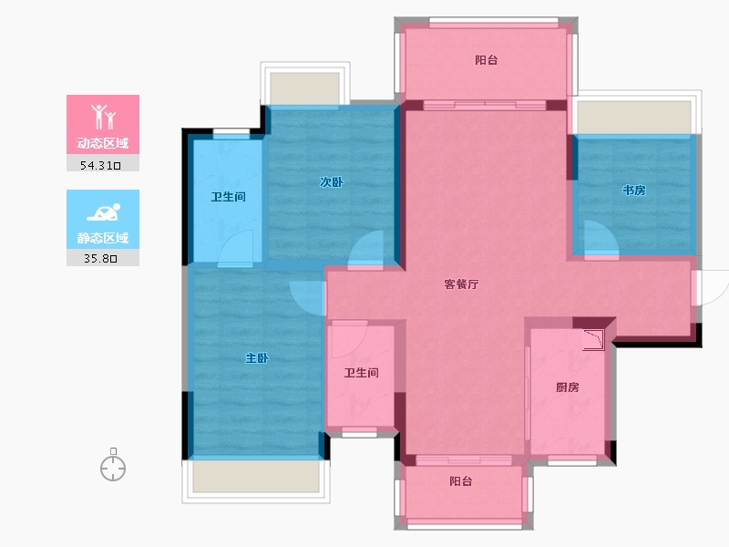 广西壮族自治区-桂林市-桂林融创九棠府-79.94-户型库-动静分区