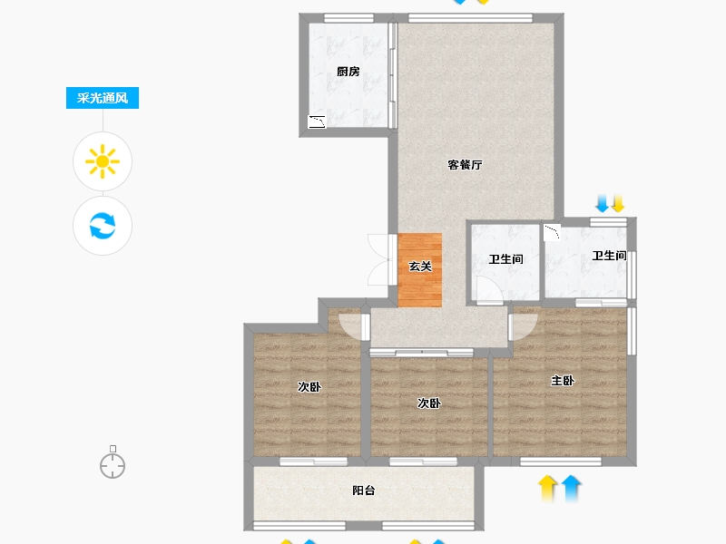 浙江省-温州市-海悦城钰园-87.00-户型库-采光通风