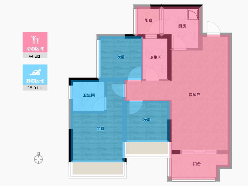 广西壮族自治区-桂林市-桂林融创九棠府-64.12-户型库-动静分区