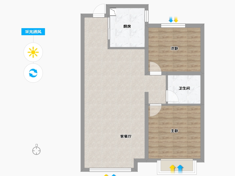 河北省-秦皇岛市-皓顺・琨御-72.80-户型库-采光通风