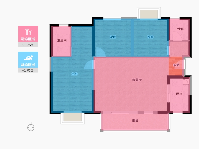 广东省-东莞市-旭辉江山墅-87.15-户型库-动静分区