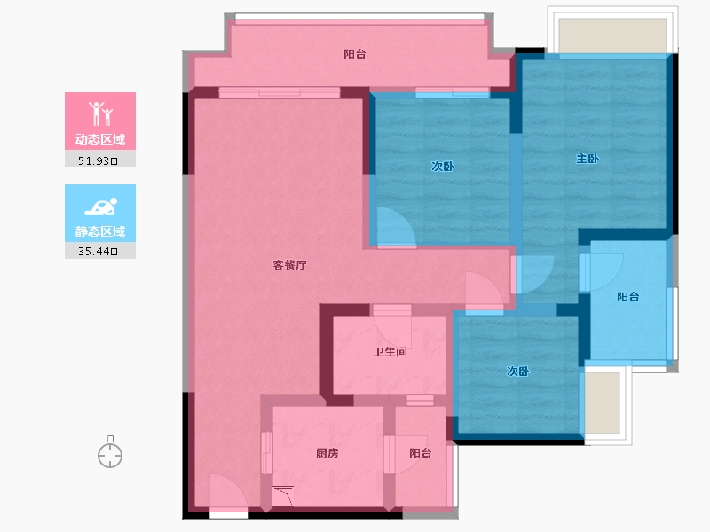 四川省-成都市-凯德卓锦万黛-76.01-户型库-动静分区