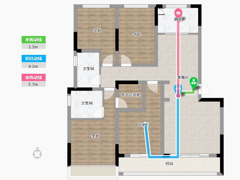 浙江省-杭州市-融创金成臻蓝府-114.97-户型库-动静线