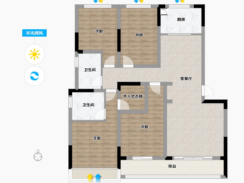 浙江省-杭州市-融创金成臻蓝府-114.97-户型库-采光通风