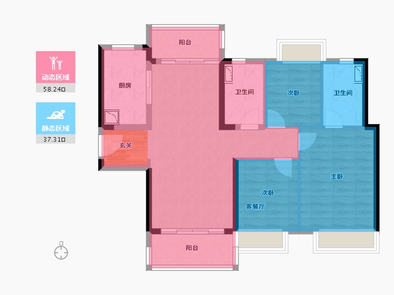 广东省-惠州市-保利和悦华锦-84.82-户型库-动静分区